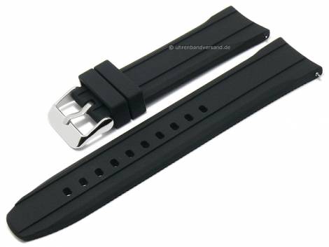 Basic-watch strap 22mm black silicone matt with curved ends & EASY-CLICK spring bars (width of buckle 20 mm) - Bild vergrern 