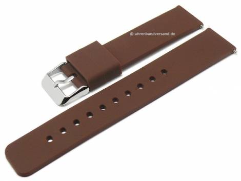 Basic-watch strap 16mm dark brown silicone matt smooth with EASY-CLICK spring bars (width of buckle 16 mm) - Bild vergrern 