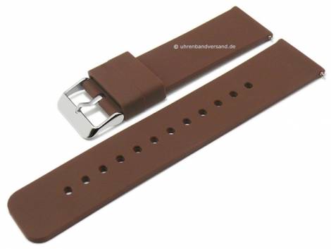 Basic-watch strap 22mm dark brown silicone matt smooth with EASY-CLICK spring bars (width of buckle 22 mm) - Bild vergrern 