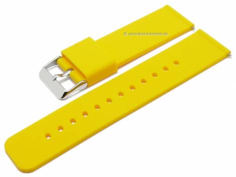 Basic-watch strap 24mm yellow silicone matt smooth with EASY-CLICK spring bars (width of buckle 24 mm) - Bild vergrern 