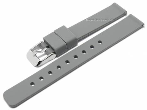 Basic-watch strap 12mm grey silicone matt smooth with EASY-CLICK spring bars (width of buckle 12 mm) - Bild vergrern 