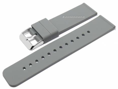 Basic-watch strap 24mm grey silicone matt smooth with EASY-CLICK spring bars (width of buckle 24 mm) - Bild vergrern 