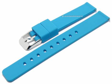 Basic-watch strap 14mm light blue silicone matt smooth with EASY-CLICK spring bars (width of buckle 14 mm) - Bild vergr��ern 