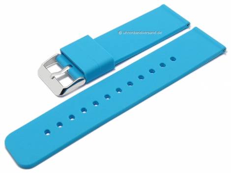 Basic-watch strap 22mm light blue silicone matt smooth with EASY-CLICK spring bars (width of buckle 22 mm) - Bild vergr��ern 