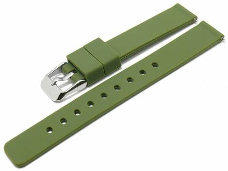 Basic-watch strap 12mm green silicone matt smooth with EASY-CLICK spring bars (width of buckle 12 mm) - Bild vergr��ern 