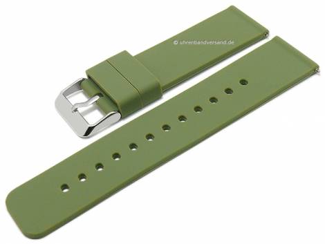 Basic-watch strap 22mm green silicone matt smooth with EASY-CLICK spring bars (width of buckle 22 mm) - Bild vergr��ern 