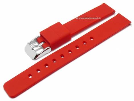 Basic-watch strap 14mm red silicone matt smooth with EASY-CLICK spring bars (width of buckle 14 mm) - Bild vergrern 