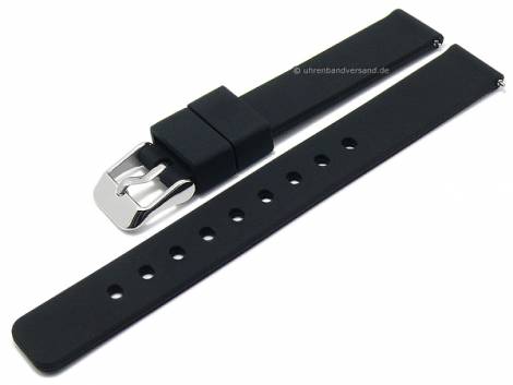 Basic-watch strap 14mm black silicone matt smooth with EASY-CLICK spring bars (width of buckle 14 mm) - Bild vergr��ern 