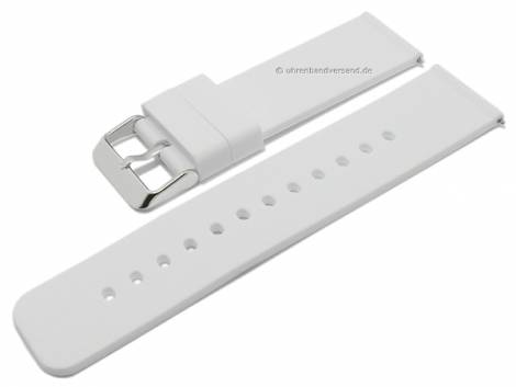 Basic-watch strap 24mm white silicone matt smooth with EASY-CLICK spring bars (width of buckle 24 mm) - Bild vergrern 