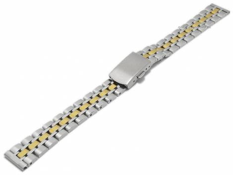 Watch strap 12mm dual tone stainless steel solid partly polished with clasp - Bild vergrern 