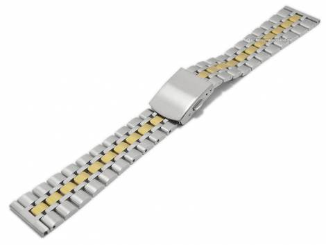 Watch strap 16mm dual tone stainless steel solid partly polished with clasp - Bild vergrern 