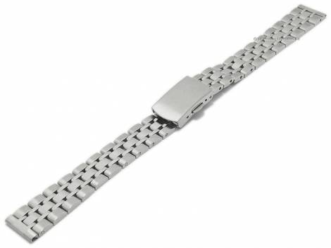 Watch strap 14mm silver stainless steel solid partly polished with clasp - Bild vergrern 