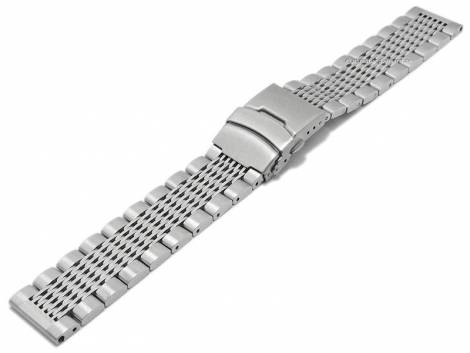 Watch strap 18mm silver stainless steel solid partly polished clasp optionally also with EASY-CLICK - Bild vergr��ern 