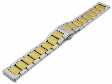 Watch strap 22mm dual tone stainless steel solid polished with clasp & EASY-CLICK - Bild vergrern 