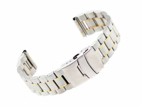 Watch strap 22mm dual tone stainless steel solid partly polished - Bild vergrern 