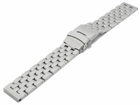 Watch strap 24mm silver stainless steel solid polished with security clasp - Bild vergr��ern 