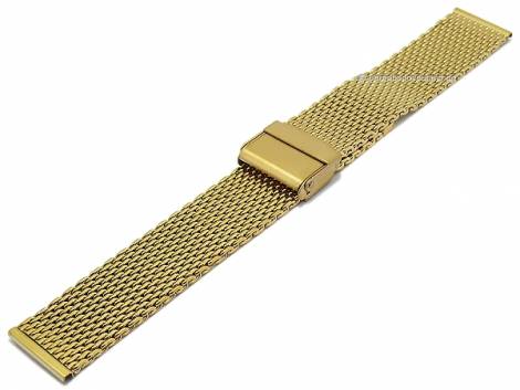 Watch strap 22mm golden mesh medium structure with security slide clasp - Bild vergrern 