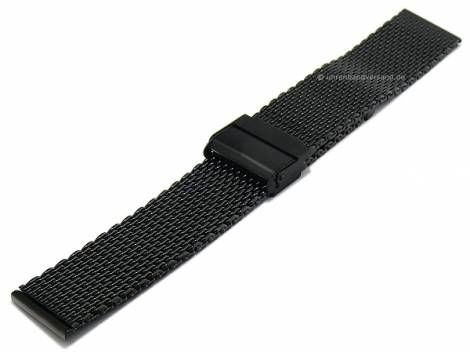 Watch strap 20mm black mesh medium structure with security slide clasp - Bild vergrern 