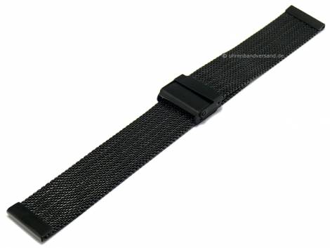 Watch strap 24mm black mesh fine structure with security slide clasp - Bild vergr��ern 