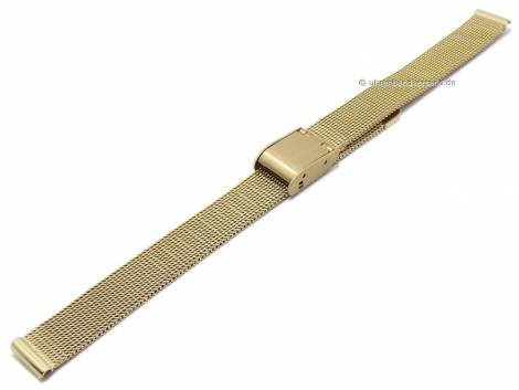 Watch strap 10mm golden mesh fine structure satined with slide clasp - Bild vergrern 
