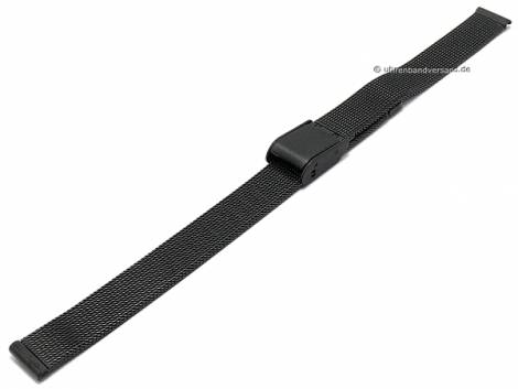 Watch strap 10mm black mesh fine structure satined with slide clasp - Bild vergrern 
