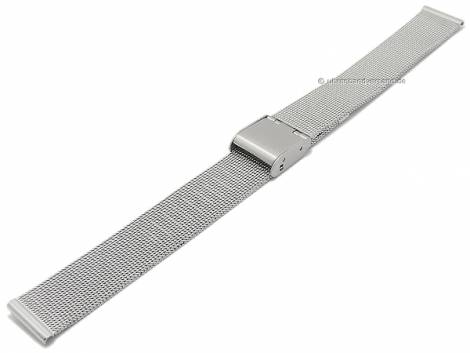 Watch strap 14mm silver mesh fine structure satined with slide clasp - Bild vergrern 