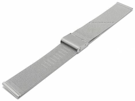 Watch strap 18mm silver mesh fine structure satined with slide clasp - Bild vergrern 