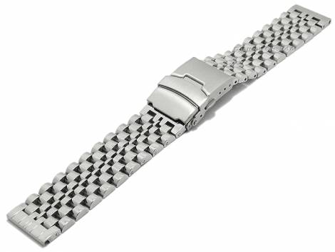 Watch strap 22mm silver stainless steel solid polished clasp with EASY-CLICK - Bild vergrern 