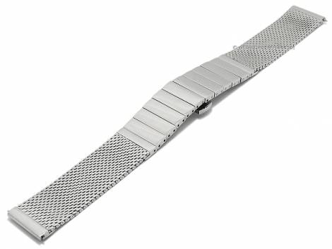 Watch strap 24mm silver mesh medium structure with EASY-CLICK spring bars butterfly clasp - Bild vergrern 