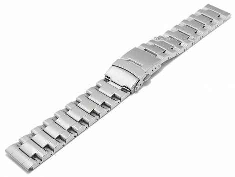 Basic watch strap 22mm silver stainless steel partly polished with security clasp - Bild vergr��ern 