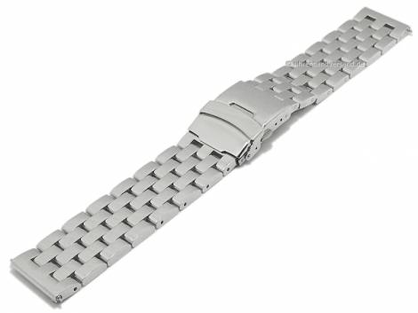 Watch strap 22mm silver stainless steel solid polished with EASY-CLICK & security clasp - Bild vergrern 