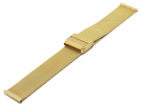 Watch strap -Metzingen- 21mm golden stainless steel mesh light structure with slide clasp by VOLLMER - Bild vergrern 