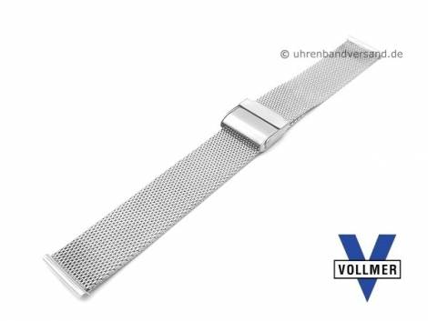 Watch strap -Filderstadt- 19mm stainless steel mesh light structure polished with slide clasp by VOLLMER - Bild vergr��ern 