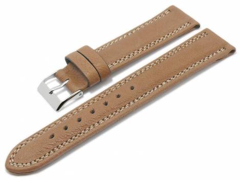 Watch strap -Eco Sportive- 22mm brown calf�s leather grained light double stitching by BECO (width of buckle 20 mm) - Bild vergr��ern 