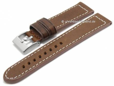 Watch strap -Vintage- 22mm brown leather vegetable tanned light stitching by BECO (width of buckle 20 mm) - Bild vergr��ern 