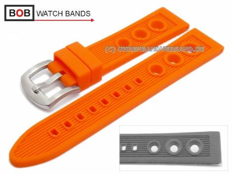 Watch band 24mm orange caoutchouc racing look matt for Breitling by BOB (width of buckle 22 mm) - Bild vergr��ern 