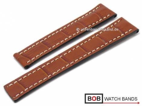 Watch band 22mm light brown Marino Gator for Breitling clasp by BOB (width of buckle 20 mm) - Bild vergr��ern 
