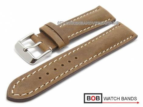 Watch strap 24mm light brown vertigo buffalo for Breitling by BOB (width of buckle 20 mm) - Bild vergr��ern 