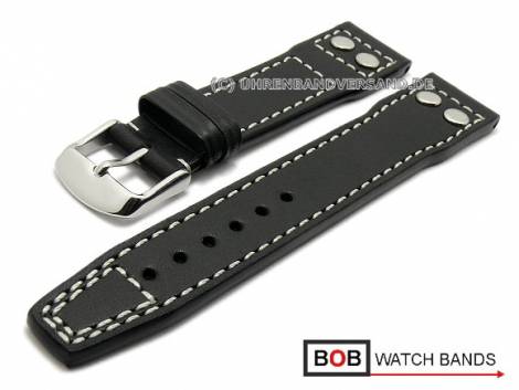 Watch strap 20mm black Marino Premium for IWC by BOB (width of buckle 18 mm) - Bild vergr��ern 