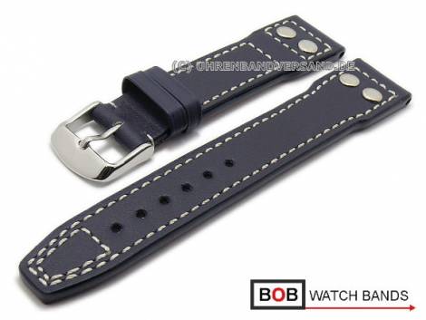 Watch strap 22mm dark blue Marino Premium for IWC by BOB (width of buckle 18 mm) - Bild vergr��ern 