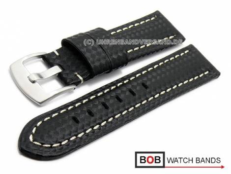 Watch band 22mm black synthetic carbon look for Panerai by BOB (width of buckle 20 mm) - Bild vergr��ern 
