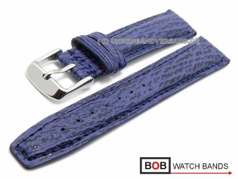 Watch strap 18mm dark blue genuine shark for IWC stitched by BOB (width of buckle 16 mm) - Bild vergrern 