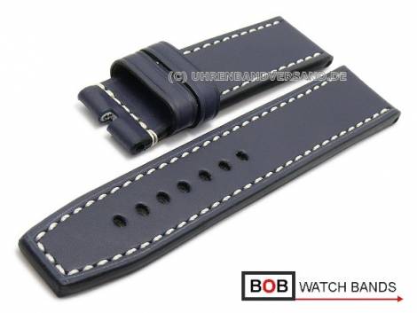 Watch band 24mm dark blue Marino saddle leather for Panerai light stitching by BOB (width of buckle 24 mm) - Bild vergr��ern 