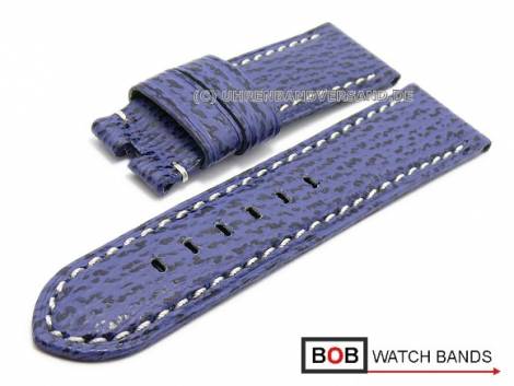 Watch strap 24mm blue genuine shark matt for Panerai by BOB (width of buckle 22 mm) - Bild vergrern 