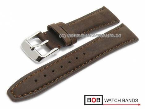 Watch strap 19mm dark brown Vertigo buffalo leather for IWC stitched by BOB (width of buckle 16 mm) - Bild vergr��ern 