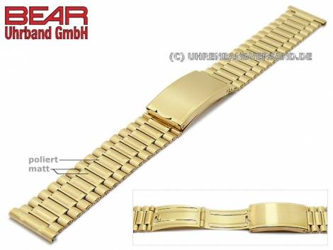 Watch strap 20mm golden stainless steel partly polished by BEAR - Bild vergrern 