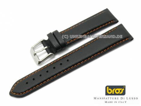 Watch strap -Sail- 22mm black Lorica matt brown stitching by BROS (width of buckle 20 mm) - Bild vergr��ern 
