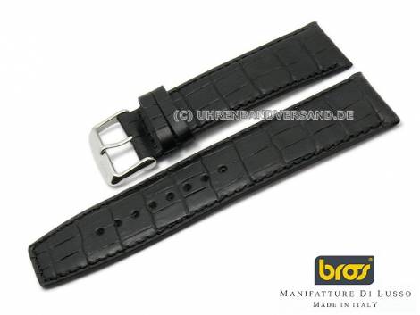 Watch strap XL 26mm black leather alligator grain matt by BROS (width of buckle 24 mm) - Bild vergr��ern 