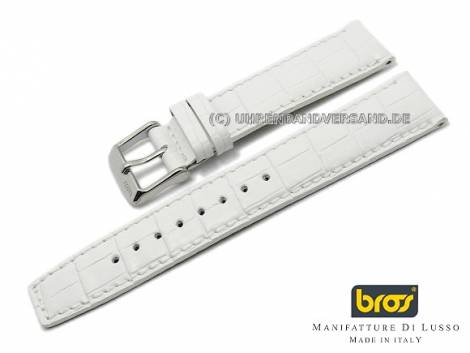 Watch strap 24mm white leather alligator grain matt by BROS (width of buckle 22 mm) - Bild vergr��ern 