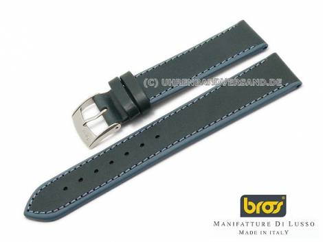 Watch strap 22mm dark blue calf`s leather smooth matt by BROS (width of buckle 20 mm) - Bild vergr��ern 